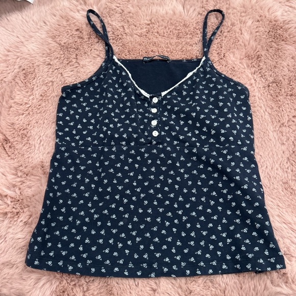 Brandy Melville Tops - Brandy Melville Dark Blue Floral Camisole